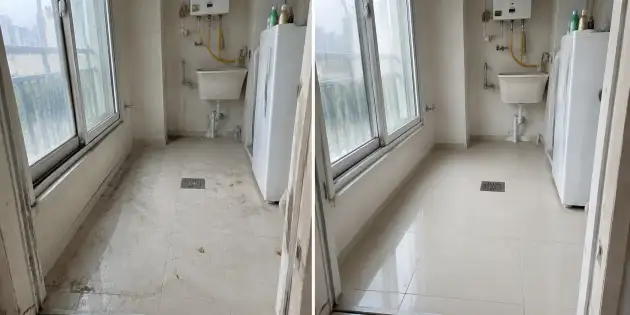 베란다 청소 전후